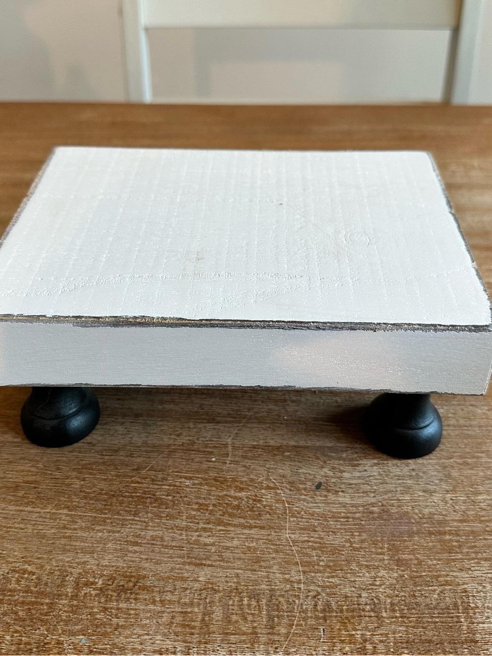 White Wooden Display Riser with Black Feet - Home Accent New